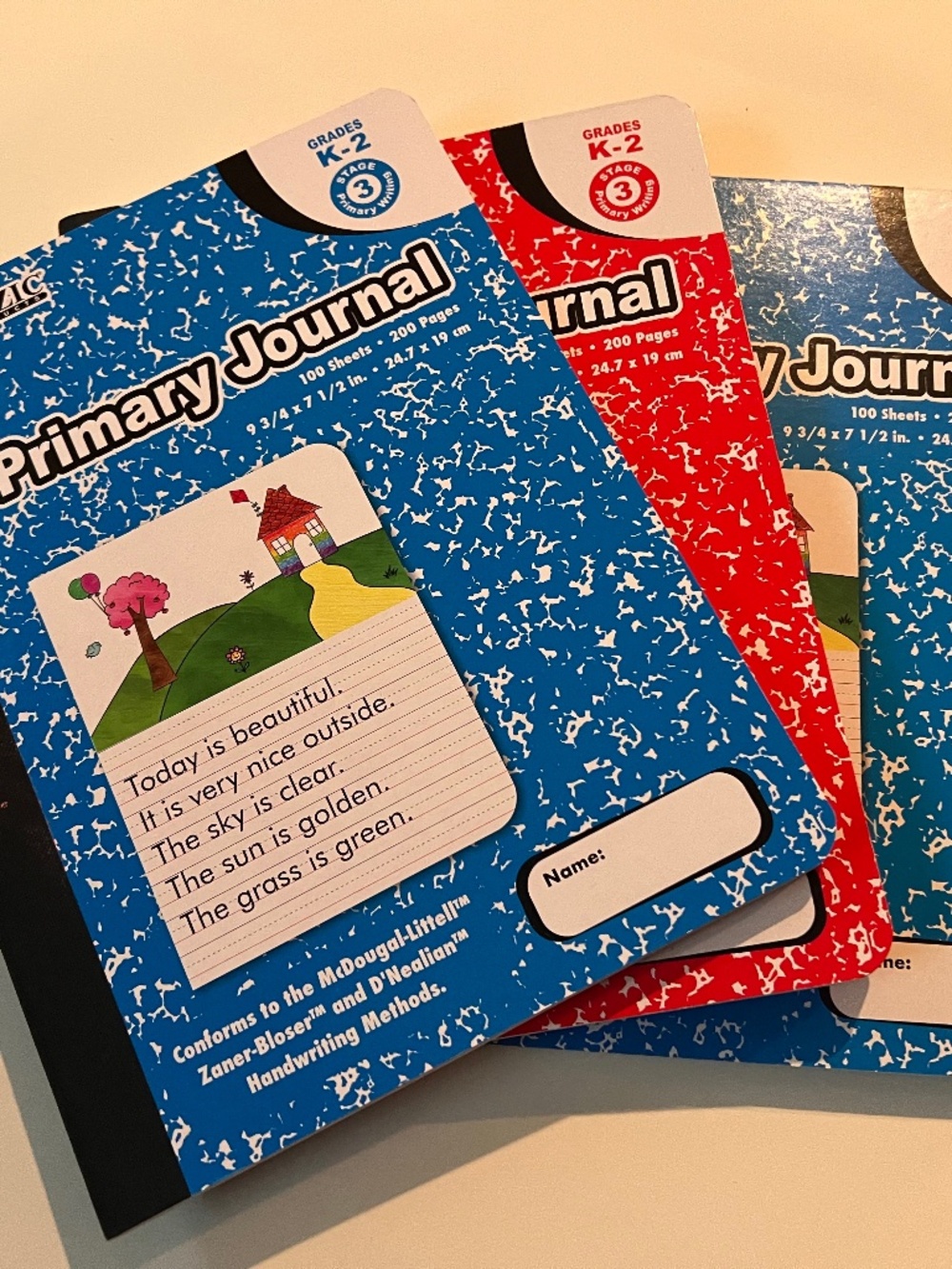 BAZIC Primary Journal Composition 100 Sheet Grades K- 2 Notebook (3 pack) Books
